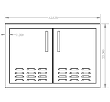 Summerset DD-33V Vented Double Access Door - front dimensions diagram