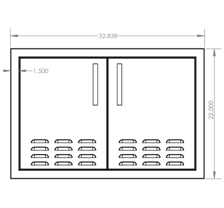 Summerset DD-33V Vented Double Access Door - front dimensions diagram