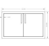 Summerset DD-36 Double Access Doors - front dimensions diagram