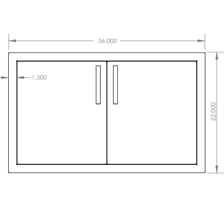 Summerset DD-36 Double Access Doors - front dimensions diagram