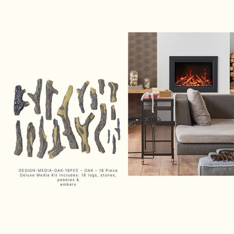 Amantii Oak 18-Piece Deluxe Log & Media Kit | DESIGN-MEDIA-OAK-18PCE