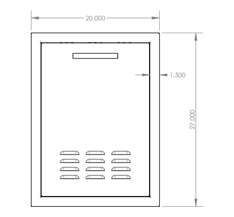 Summerset DR1-20LP Propane Tank Drawer - front dimensions diagram
