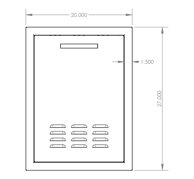 Summerset DR1-20LP Propane Tank Drawer - front dimensions diagram