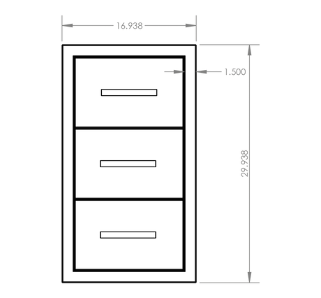 Summerset DR3-17 Triple Drawer - front dimensions diagram