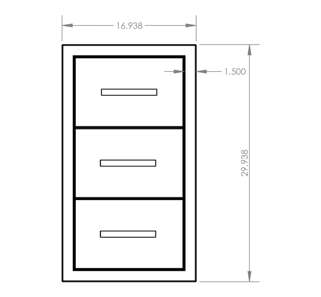 Summerset DR3-17 Triple Drawer - front dimensions diagram