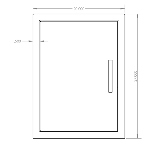 Summerset DV-20 Vertical Access Door - front dimensions diagram