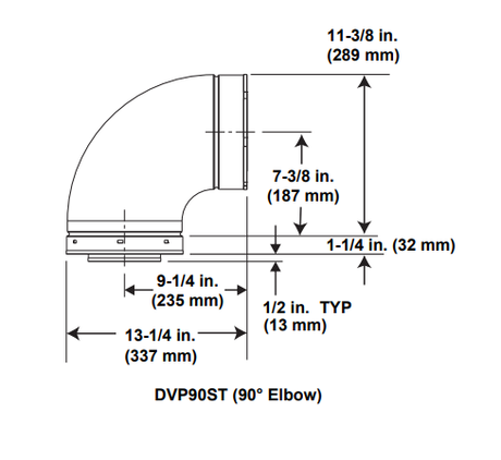 Majestic DVP90ST 90 degree DVP elbow