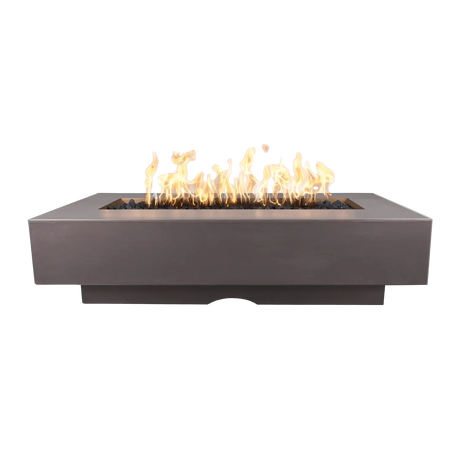 The Outdoor Plus Del Mar 84-inch GFRC concrete gas fire pit in Chestnut