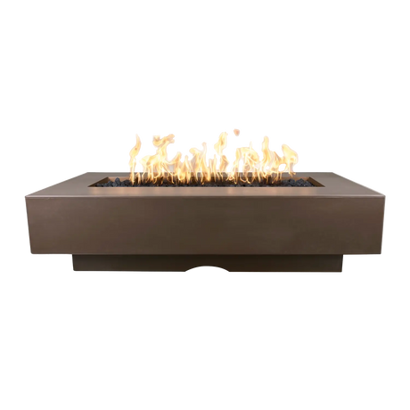 The Outdoor Plus Del Mar 84-inch GFRC concrete gas fire pit in Chocolate