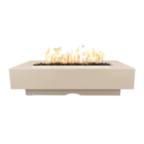 The Outdoor Plus Del Mar 84-inch GFRC concrete gas fire pit in Vanilla