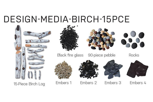 Amantii Birch 15-piece deluxe log and media kit installed