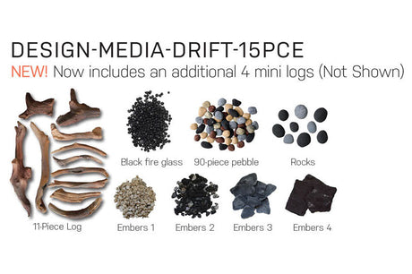 Amantii Driftwood 15-piece deluxe log and media kit installed