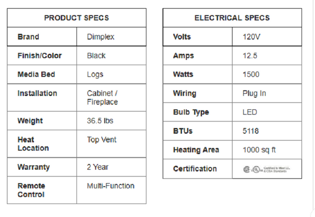 Dimplex Nova 28" Multi-Fire XHD Plug-in Electric Firebox - With Logs, XHD28L