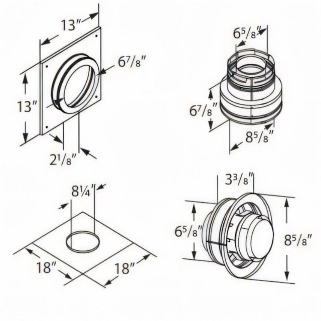 Duravent 4" x 6-5/8" DirectVent Pro Masonry Chimney Conversion Kit | 46DVA-KMC