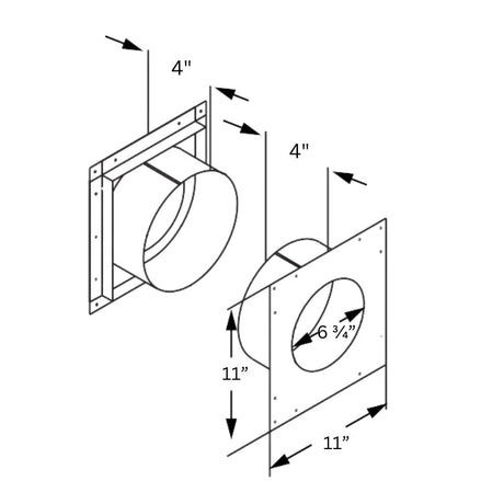 Duravent 4" x 6-5/8" DirectVent Pro Wall Thimble - Reduced | 46DVA-WTS