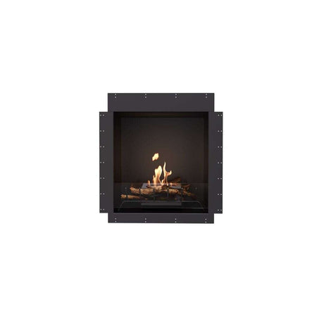 EcoSmart Heritage 26SS Ethanol Fireplace Insert - ESF.HB.26SS featuring square black frame and ethanol flame, ideal for modern indoor fireplaces.