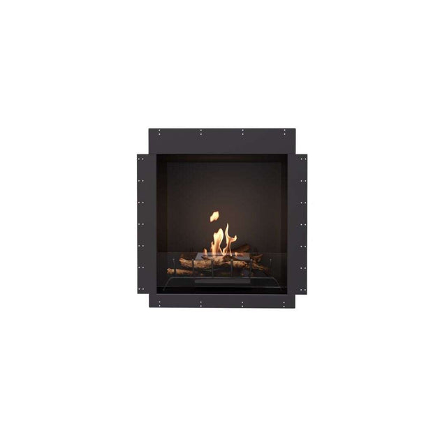 EcoSmart Heritage 26SS Ethanol Fireplace Insert - ESF.HB.26SS featuring square black frame and ethanol flame, ideal for modern indoor fireplaces.