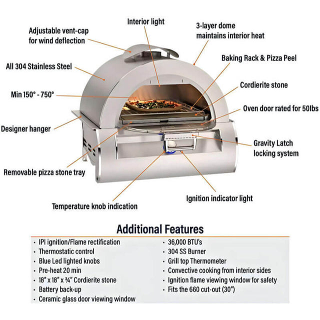 Fire Magic ID660 Smoke Contemporary Pizza Oven Island