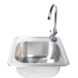 Fire Magic 15-Inch Outdoor Rated Stainless Steel Sink With Cold Water Faucet - 3587 + 3588
