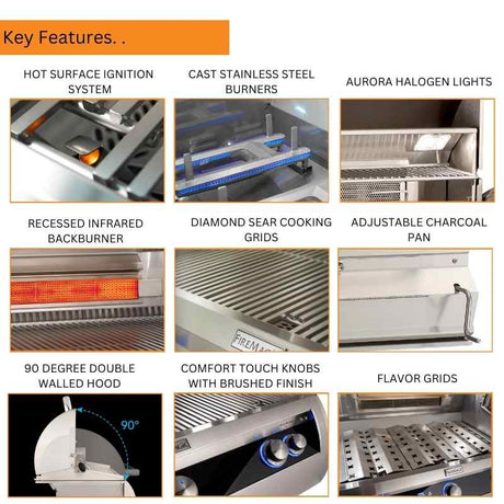 Fire Magic Aurora A830 Built-In Combo Gas & Charcoal Grill