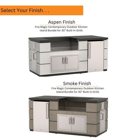 Fire Magic Contemporary Outdoor Kitchen Island Bundles for 30" Built-In Grills