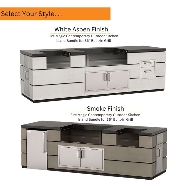 Fire Magic Contemporary Outdoor Kitchen Island Bundle for 36" Built-In Grill