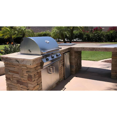 Fire Magic 77" Contemporary Outdoor Kitchen Island with Refrigerator