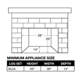 Napoleon Fiberglow 24 minimum firebox opening diagram