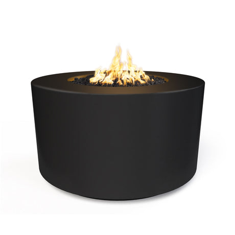 The Outdoor Plus Florence 42-inch GFRC concrete gas fire pit, 24 inch tall, in Black