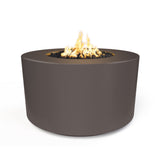 The Outdoor Plus Florence 42-inch GFRC concrete gas fire pit, 24 inch tall, in Chestnut