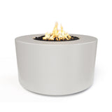 The Outdoor Plus Florence 42-inch GFRC concrete gas fire pit, 24 inch tall, in White Limestone