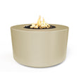 The Outdoor Plus Florence 42-inch GFRC concrete gas fire pit, 24 inch tall, in Vanilla