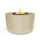 The Outdoor Plus Florence 42-inch GFRC concrete gas fire pit, 24 inch tall, in Vanilla