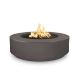 The Outdoor Plus Florence 42-inch GFRC concrete gas fire pit, 12 inch tall, in Chestnut
