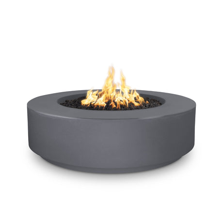The Outdoor Plus Florence 42-inch GFRC concrete gas fire pit, 12 inch tall, in Gray