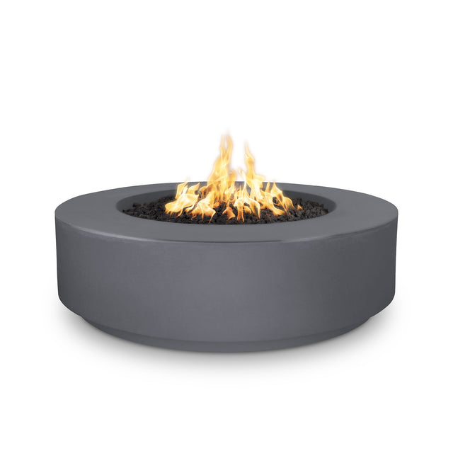 The Outdoor Plus Florence 42-inch GFRC concrete gas fire pit, 12 inch tall, in Gray