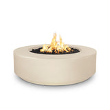 The Outdoor Plus Florence 42-inch GFRC concrete gas fire pit, 12 inch tall, in Vanilla