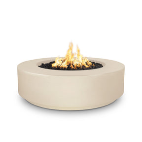 The Outdoor Plus Florence 42-inch GFRC concrete gas fire pit, 12 inch tall, in Vanilla
