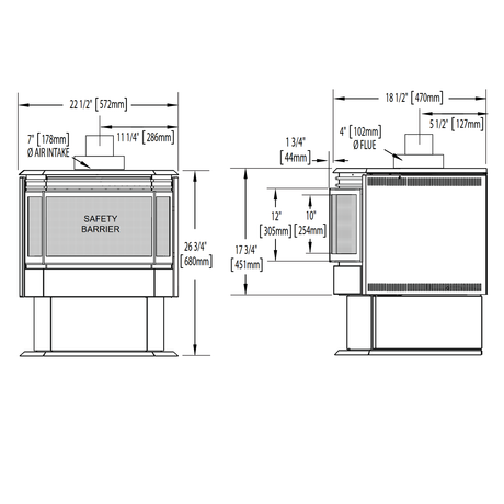 Napoleon Haliburton GDS28 gas stove - dimensions