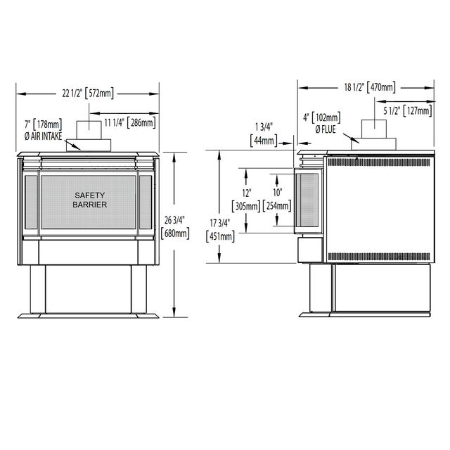 Napoleon Haliburton GDS28 gas stove - dimensions