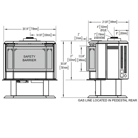 Napoleon Havelock GDS50 gas stove - dimensions