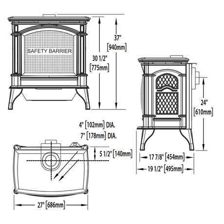 Napoleon Knightsbridge GDS60 gas stove - dimensions