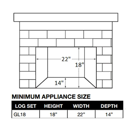 Napoleon Fiberglow 18 dimensions diagram