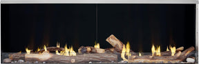 Napoleon Galaxy 62 outdoor gas fireplace with reflective panels and oak logs