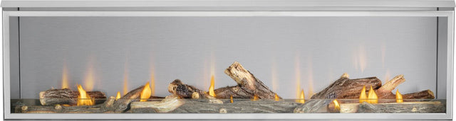 Napoleon Galaxy 74 outdoor gas fireplace with oak log set