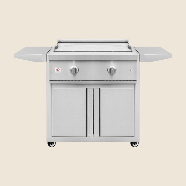 Summerset Pro Series 30-Inch Gas Griddle with Cart - hood open