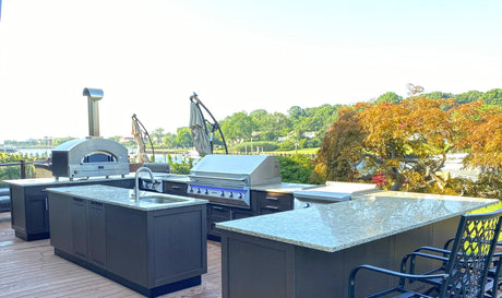 Finished custom outdoor kitchen project by NYC Fireplaces & Outdoor Kitchens