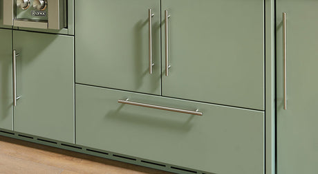 Lynx x John Michael Studio cabinet detail - Desert Sage powder-coat finish