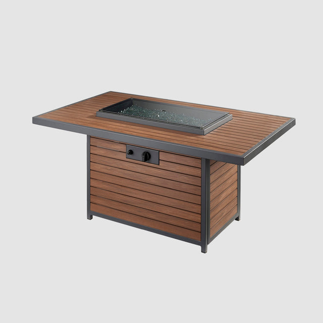 Kenwood and Brooks Rectangular Chat Height Gas Fire Pit Table