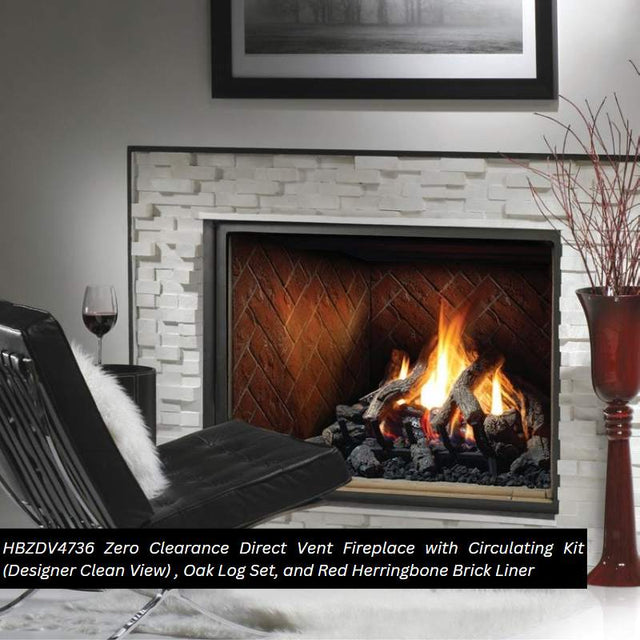 Kingsman HBZDV4736 47" Zero Clearance Louvered Direct Vent Gas Fireplace